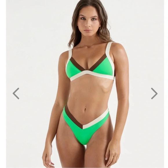 NWT OneOne Swimwear Bikini SET Kiwi Nellie Kameron Jesse New Collab Green Brown - Picture 4 of 7